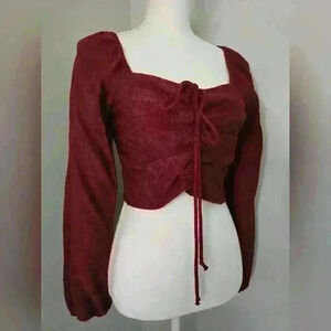 Kirious Cinched Burgundy Cropped Top
